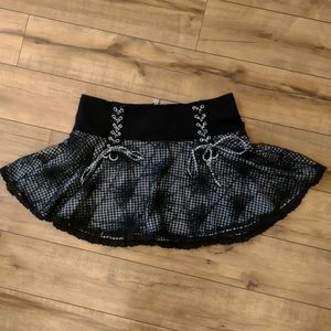 Vintage TRIPP NYC Spiderwebs Gothic Lace Gingham Print Skirt S